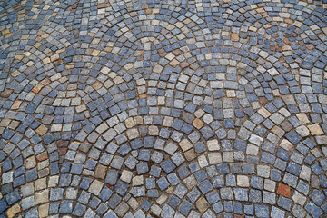 Texture of gray stone shallow square pavers