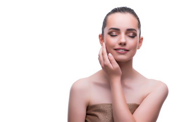 Woman in beauty spa concept isolated on white