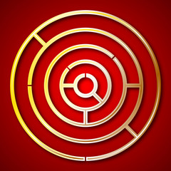 graphic labyrinth on a red background
