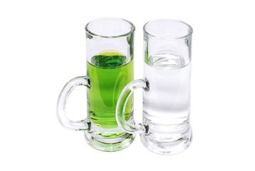 Glasses of absinthe and vodka