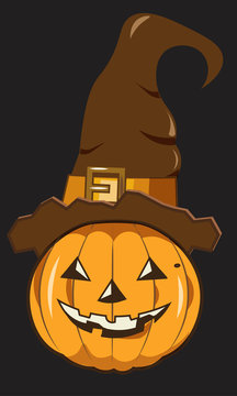 Halloween pumpkin in hat