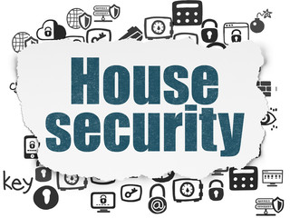 Safety concept: House Security on Torn Paper background
