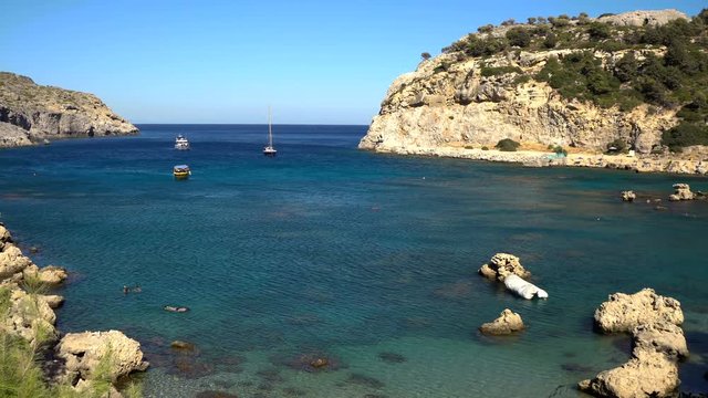 RHODES, GREECE - 2017: Anthony Quinn Bay in Rhodes Greece