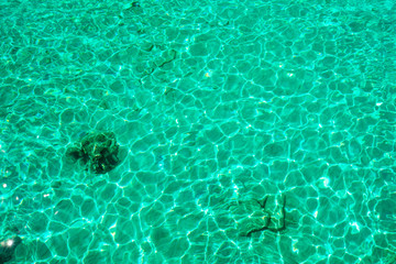 Fototapeta na wymiar Transparent sea and crystal clear water of Phuket island, Thailand.