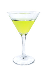 Wineglass with martini closeup isolated on white background