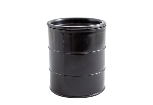 Black fuel oil barrel isolated on white.