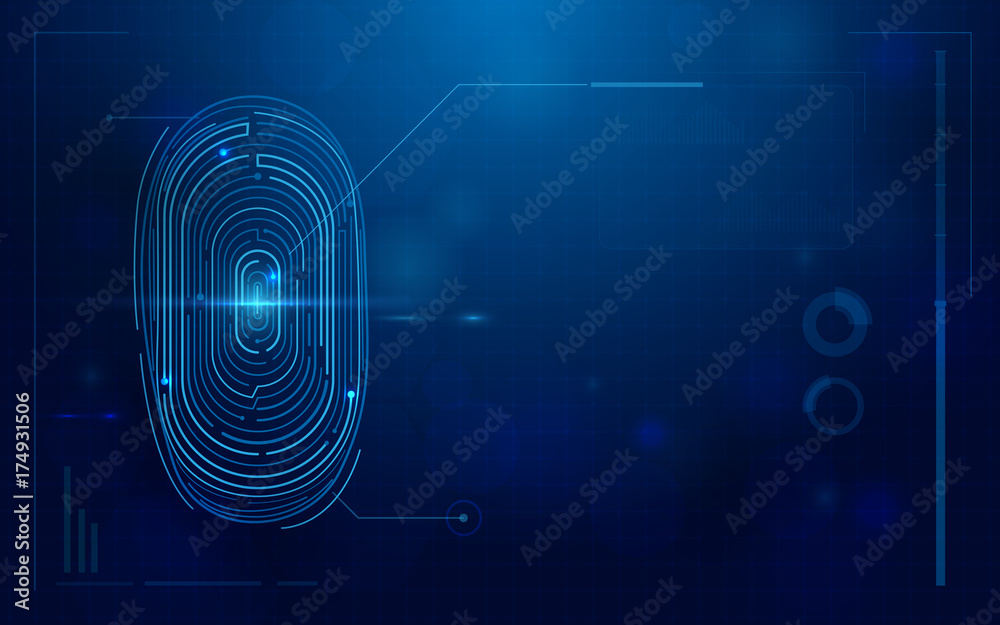 Aufkleber abstract futuristic digital fingerprint scanner. concept of technology security