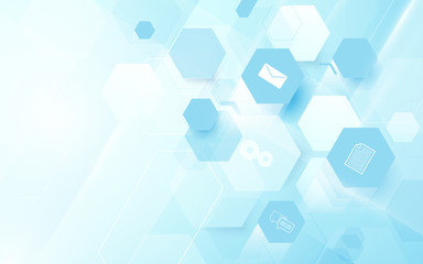 Abstract technology digital hi tech hexagons concept background. Space for your text