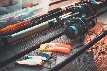 fishing rod and baits