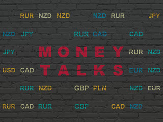 Business concept: Money Talks on wall background