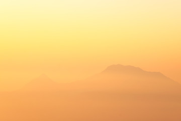 Mountain landscape at sunset. Ba Na Hills, Da Nang, Vietnam.
