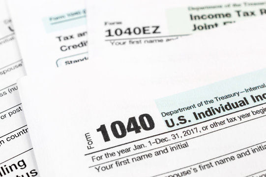 Tax forms 1040. Close up.