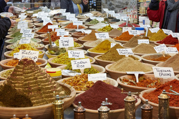 Exotic spices at the Arabian market. 