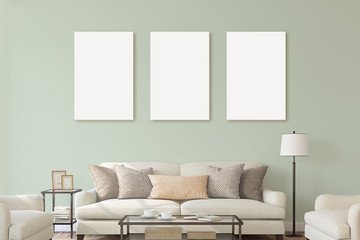 White isolated posters with black frame mockup