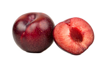 Red plum with half
