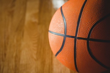 Extreme close up of orange basketball