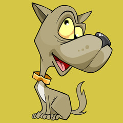 cartoon joyful brown dog fun looking up