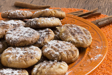 cookies on orange plate