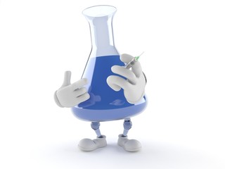 Flask character holding a syringe