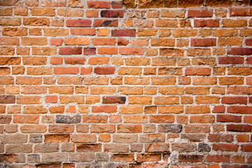 Antic brick texture on the wall of an old Turaida castle in Latvia. Architecture background