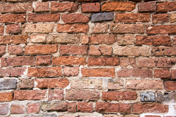 Antic brick texture on the wall of an old Turaida castle in Latvia. Architecture background