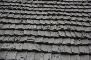 roof wood tiling texture background. antic wood tree roof tiles	