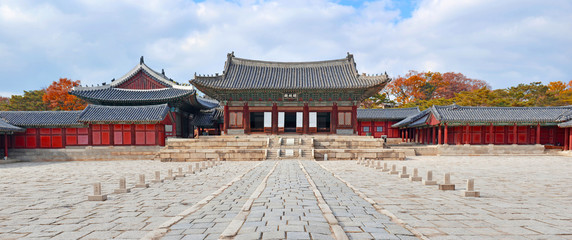 Panorama of Traditional Architecture in Changgyeonggung Palace in Seoul, South Korea - 174938510