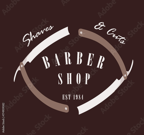 "Barber Shop Logo Emblem Label Badge Old Fashioned