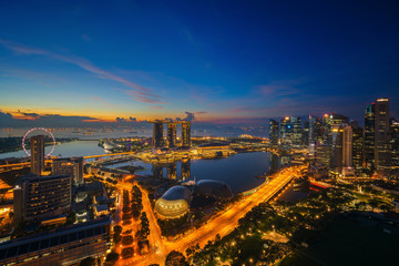 Cityscape of Singapore city sunrise