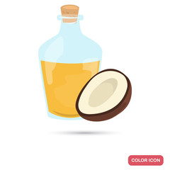 Coconut oil bottle color flat icon
