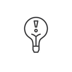 Light bulb alert line icon, outline vector sign, linear style pictogram isolated on white. Symbol, logo illustration. Editable stroke