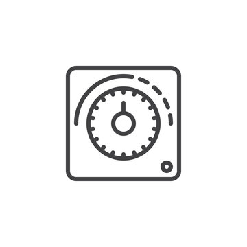 recommend clip art: Thermostat line icon, outline vector sign, linear style pictogram isolated on white. Symbol, logo illustration. Editable stroke