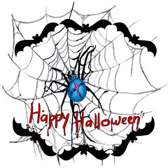 Holiday Halloween, (spider, bat), silhouette on white background.