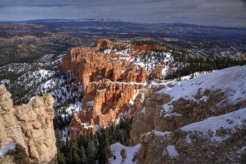 Snow on the hoodoos at Bryce From Rainbow Point