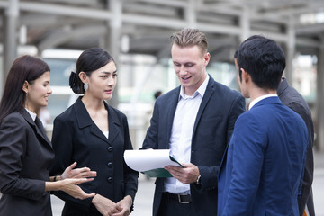 Business people have a meeting together. People talking for business project with team. Business people working concept.