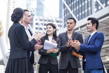 Business people have a meeting together. People talking for business project with team. Business people  working concept.