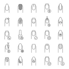 Manicure linear icons set