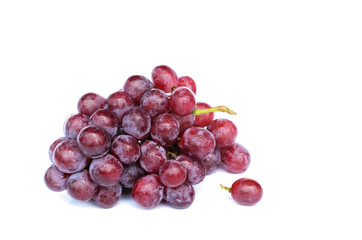 Red grape with macro close up on white backgrounds