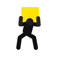 Man lifting heavy box silhouette icon