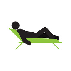 Man lying in a deck-chair silhouette icon