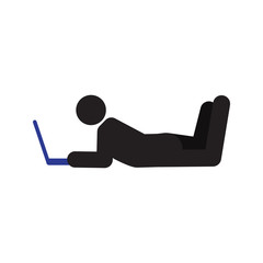 Man lying at laptop silhouette icon