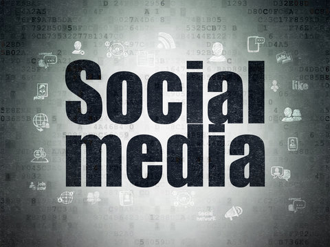 Social network concept: Social Media on Digital Data Paper background