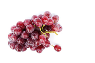 Fresh Bunch of red grapes on white backgrounds include clipping path