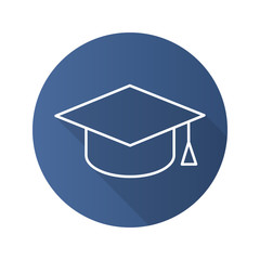 Student's hat flat linear long shadow icon