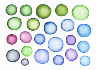 Big set of blue green watercolor label