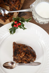 top view christmas pudding with spoon