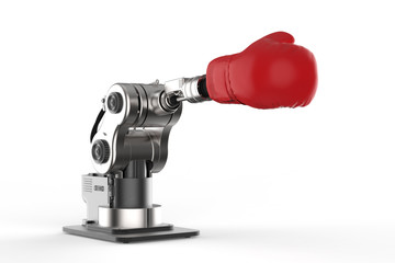 robot arm with red boxing gloves