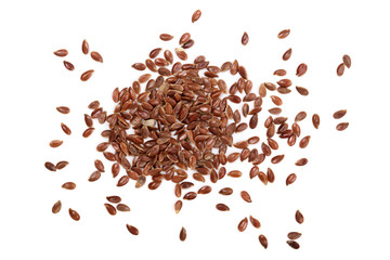flax seeds isolated on white background. Top view