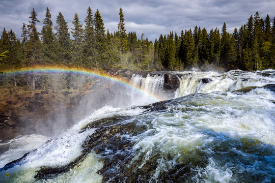 Fototapeta Ristafallet waterfall in the western part of Jamtland is listed as one of the most beautiful waterfalls in Sweden.