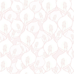Obraz premium Seamless vector pattern with spathiphyllum flowers on pink